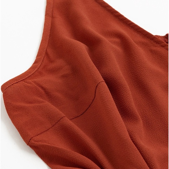 Plus Size Slit Cami Belted Jumpsuit Burnt Orange - Picture 6 of 9